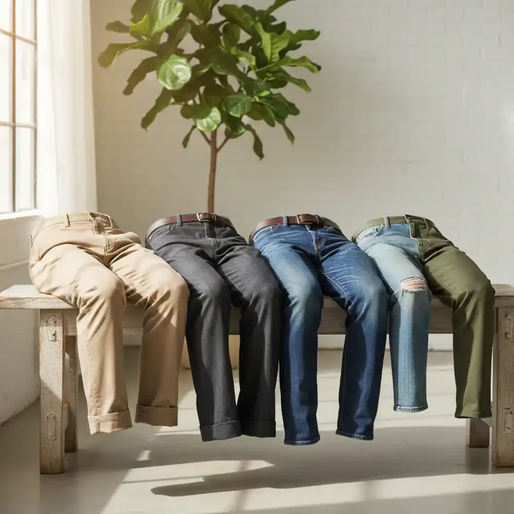Assortment of seated fit pants and jeans