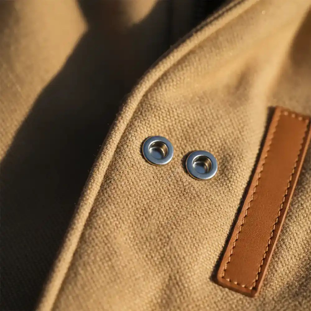 Close up of a magnetic closure on a jacket