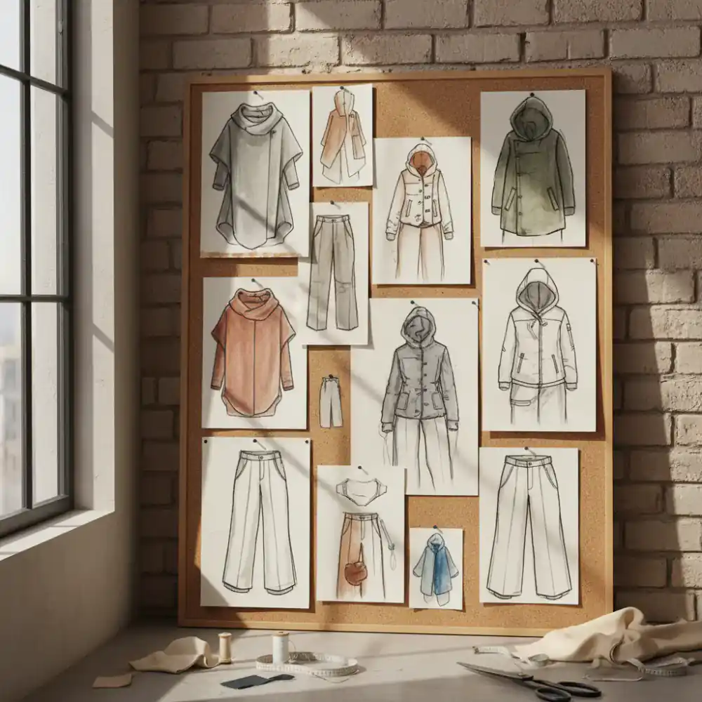 Initial design sketches for adaptive apparel